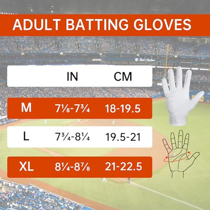 HANDLANDY Baseball Batting Gloves for Adult Youth, Grip Breathable Softball Batting Gloves Fit Men Kids Boys Girls - color: Pearl White-Adult, size: Adult Large