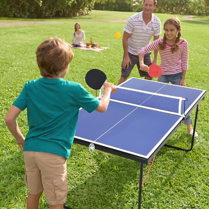 Foldable Table Tennis Table, Portable Ping Pong Table with Net & 2 Paddles & 3 Balls,Portable Ping Pong Family Game Tables for Outdoor Indoor,54 x 30 x 27 Inch