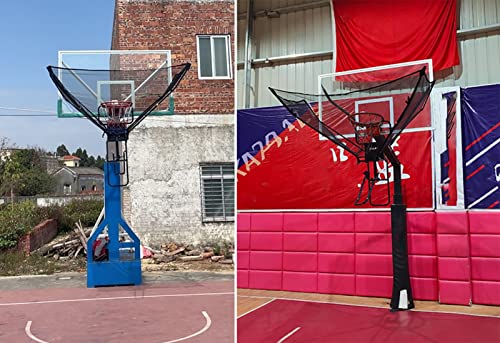 Basketball Hoop Returner Return Attachment Shot - Black Rotatable Rebounder Shooting Trainer and Guard Net Set for Outdoor Indoor Practice