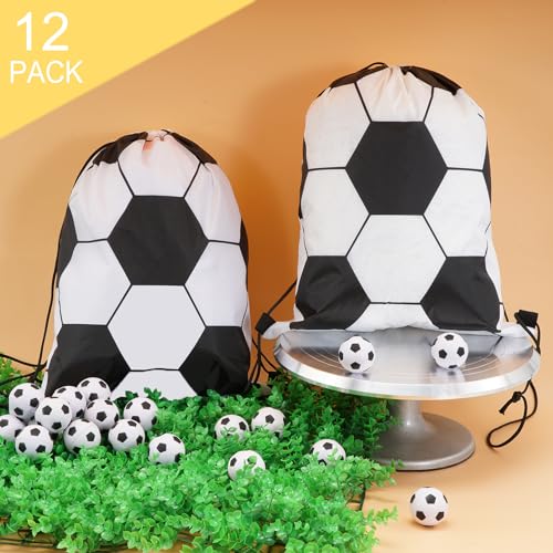 12Pack Drawstring Backpack Soccer Drawstring Bag Gift Bags,Drawstring Backpacks Bulk,Soccer Party Favors Cinch Bags String Bags Goodie Sack Bag(Soccer) - color: Soccer