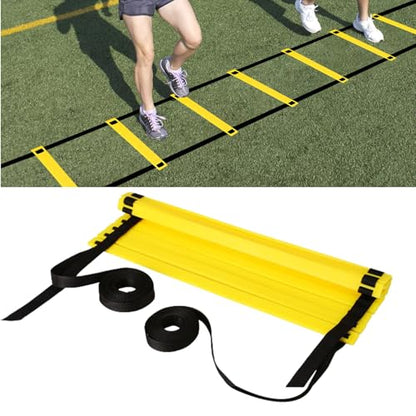 Agility Ladder Training Kit – Workout Equipment, Fitness Tool | Speed Coordination Ladder, Balance Control Rope, Adjustable Field Exercise Accessory, Outdoor Conditioning System for Teens Men Women