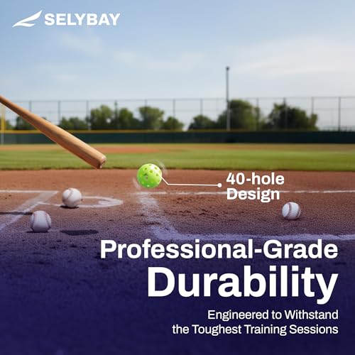 Tball Balls 6 Pack with Mesh Bag, Practice Baseballs for Hitting, 9 Inch Perforated Plastic Baseballs for Tee Ball, Coach Pitch, Hitting Drills