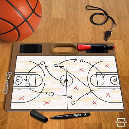Basketball Dry Erase Board for Coaches 15x10.5 Double Sided Whiteboard Coaching Board Equipment Includes 2 White Board Markers for the Basketball Accessories the Perfect Coach Gifts