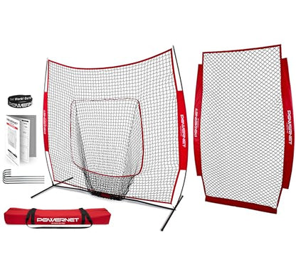 PowerNet 7x7 FT Bundle + I-Screen (1 Frame + 2 Nets), Baseball Net for Hitting, Pitching Drills, Baseball & Softball Training Gear Equipment, Pitcher Barrier from Line Drives Grounders