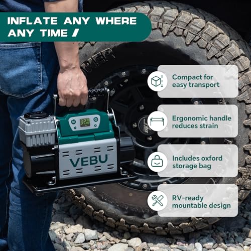 ‌RV Air Compressor 12V Tire Inflator, 150PSI with Auto Shut-off, Digital Display & Preset, 5.65CFM Fast Inflation for Off-road Vehicles, Trucks, SUVs, RVs, ATVs, Corded Electric - style: Single Cylinder + Digital Display