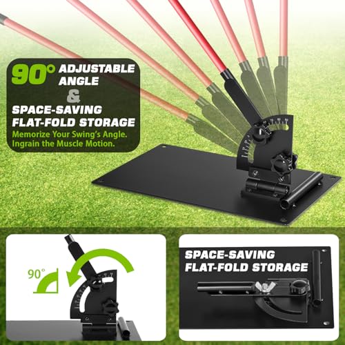 Pro Golf Alignment Sticks Holder – Adjustable Swing Plane Trainer with Weighted Base | Golf Training Aid for Swing Path, Putting & Aiming (Black Scale) - Not Included Alignment Sticks