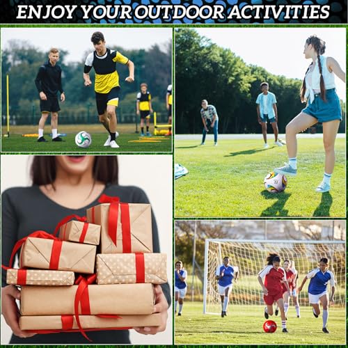 Lunmon 20 Pcs Soccer Balls Bulk with Pump and Net Bag Sport Ball Size 4/5 Outdoor Deflated Soccer Ball for Youth Adult Training Practice Game Match Sports Birthday Gift Party