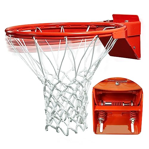Katop Professional Basketball Rim, Heavy Duty 18 Inch Basketball Rim Replacement with Nylon Net Indoor and Outdoor, Standard Goal Reinforced Mounting Bracket Fit 5"x5",5"x4",5"x3",4"x3" Backboards - color: 3-springs basketball rim