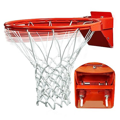 Katop Professional Basketball Rim, Heavy Duty 18 Inch Basketball Rim Replacement with Nylon Net Indoor and Outdoor, Standard Goal Reinforced Mounting Bracket Fit 5"x5",5"x4",5"x3",4"x3" Backboards - color: 3-springs basketball rim