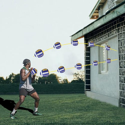 BOUNCEBACK Training Football, Youth Size & Official Size, Fatherless Football PassCatch Solo Enhancing Passing Catching(with Pump) - style: Blue Yellow-7#(Ages 5-14)