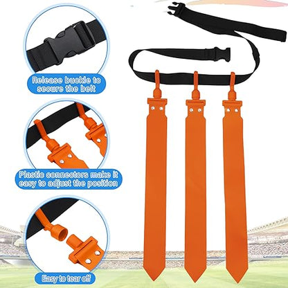 Junkin 6/8/10 Players Flag Football Sets Adjustable Football Belts and Flags for Youths Teens Kids Adults Players Sports Team - color: Orange