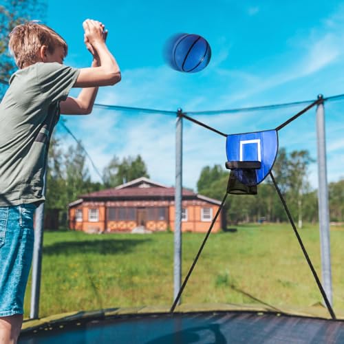 2 Pieces Basketball Hoop Trampoline Basketball Backboard Soft Waterproof Material Breakaway Rim Mini Pump Suitable for Kids Outdoor Exercise Family