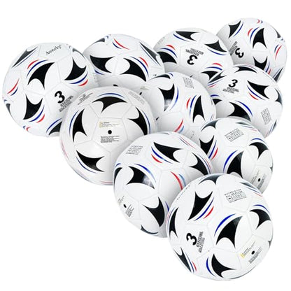 Aoneky Soccer Ball with Pump - color: 10 Pack with 1 Pump - White/Black/Blue/Red, size: 3
