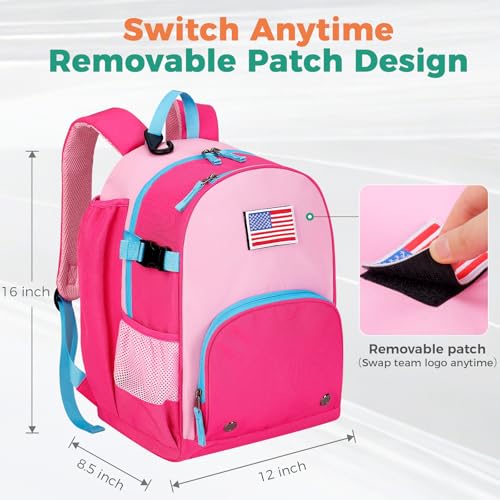 Choco Mocha TBall Bag for Toddler, Kids Baseball & Softball Backpack with Bat Holder - color: Blue Pink