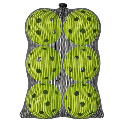 Great Call Athletics | Indoor Pickleballs USA Pickleball Approved Official 26 Hole Balls Sports Tournament Pack Free Mesh Bag - color: Green, style: 6 Pack