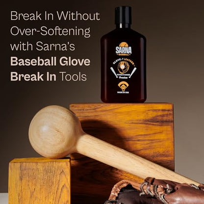 SARNA BASEBALL Glove Conditioner, Liquid, 8 Oz – Break in Faster, Keep Leather Maintained – Glove Conditioner for Mitts, Softball, & Baseball Gear Made in USA - size: Break-in Kit