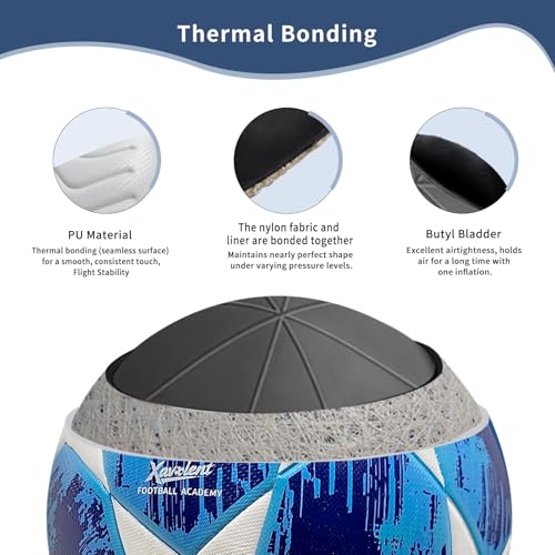 Professional Soccer Ball Size 5, Thermal Bonded Waterproof PU Match-Quality Training Ball with Pump - color: BrightBlue, size: size 5