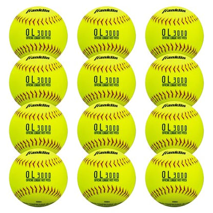 Franklin Sports Official Game Softballs - OL3000 Fastpitch 12" Inch Yellow Softballs - Official Size + Weight Tournament Balls for Practice + Games - 1 Softball - size: 12-Inch, style: 12 Pack