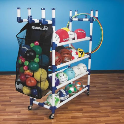 S&S Worldwide Cart and Wall Ball Bag. Large (36"L x 19-1/2" x 9") Mesh Bag with 2 Metal Grommets to Hang. Easy Access Through Open Top or Zippered Bottom. Perfect for Garage, PE Closet or Anywhere!
