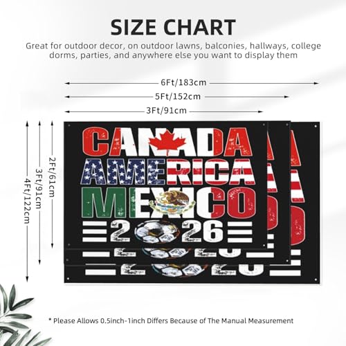 American Canada Mexico 2x3 Ft Flag Soccer Lovers Flags Football Supporters Banner