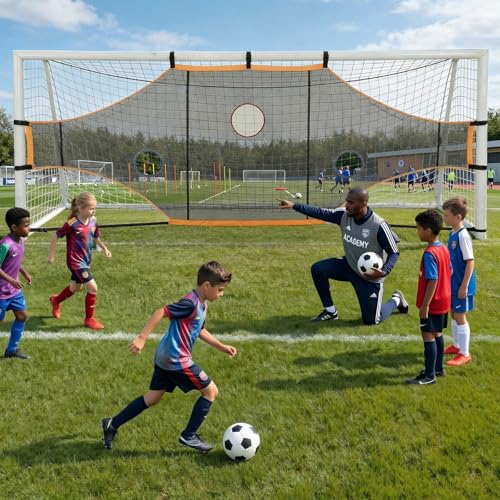 Soccer Goal Target Net, 16x6ft - Turn Training into a Game with 7 Scoring Zones | Durable All-Weather Backyard Soccer Net for Family Fun & Skill Boost-ONLY NET