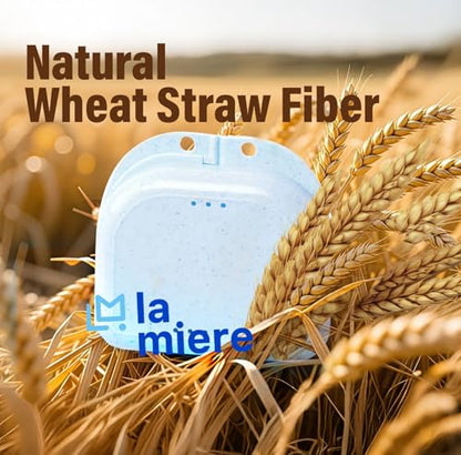 LA MIERE Retainer Case with Vent Holes, 1 Pcs Denture Case, Wheat Straw Box, Blueberry - color: Blueberry