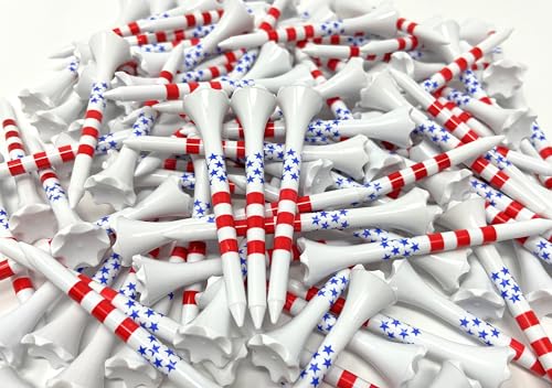 NorthPointe 2 3/4” USA Stars and Stripes America Flag Golf Tees Plastic - 100 Tees in Bulk – Patriotic - color: Stars & Stripes