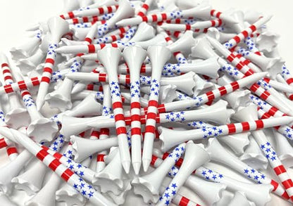 NorthPointe 2 3/4” USA Stars and Stripes America Flag Golf Tees Plastic - 100 Tees in Bulk – Patriotic - color: Stars & Stripes