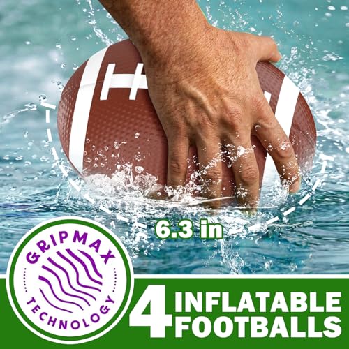 Pool Football - Inflatable Pool Toys for Kids Ages 8-12 with Stable Base and 4 Balls - Water Football Target, Outdoor Backyard & Beach Games for Kids Teen Adult Family, Summer Party Birthday Gift