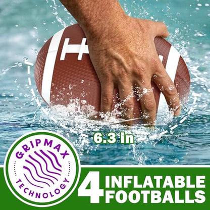 Pool Football - Inflatable Pool Toys for Kids Ages 8-12 with Stable Base and 4 Balls - Water Football Target, Outdoor Backyard & Beach Games for Kids Teen Adult Family, Summer Party Birthday Gift