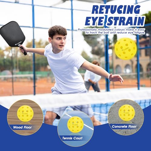Pro-Grade 40-Hole Outdoor Pickleball Balls 3/4/12 Pack- Pro-Player Tested with Wind-Resistant Design, High-Visibility & 300+ Hit Suitable for Players of All Skill Levels
