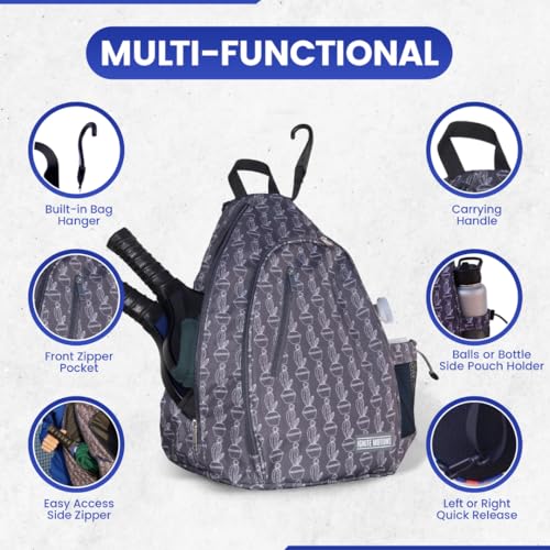 Pickleball Bag for Men & Women Pickleball Backpack - Adjustable Sling Bag/Crossbody with Fence Hook - style: Cactus