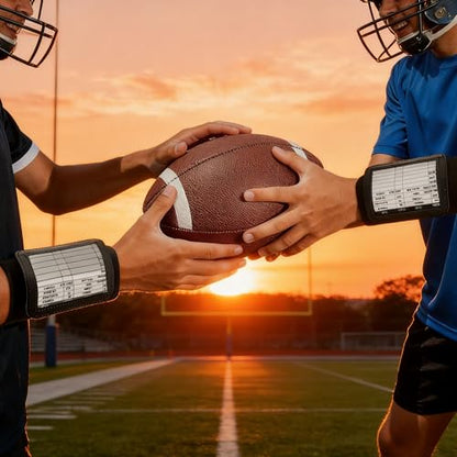 DAYUMKOU 2 Pack Youth Football Wristband with Triple Window, Wrist Band Playbook Armband with Hook and Loop Closure for Flag Football Softball