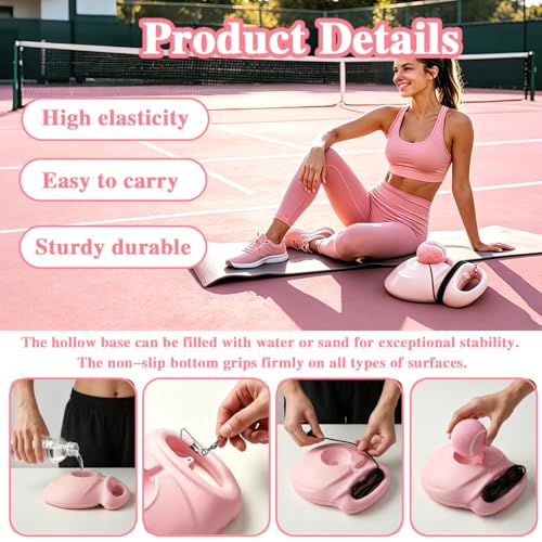 Tennis Trainer Rebound Ball with String, Portable Pink Solo Practice Training Tool,Tennis Rebounder Kit for Adults Women Beginners, Self Tennis Trainer for Indoor or Outdoor Tennis Training