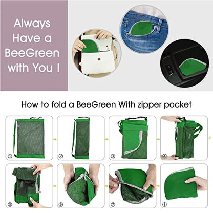 BeeGreen Mesh Drawstring Bag Swim Backpack for Beach Pool Sports Gym Draw String Cinch Bags for Swimming Soccer Basketball Gear Green - color: Green