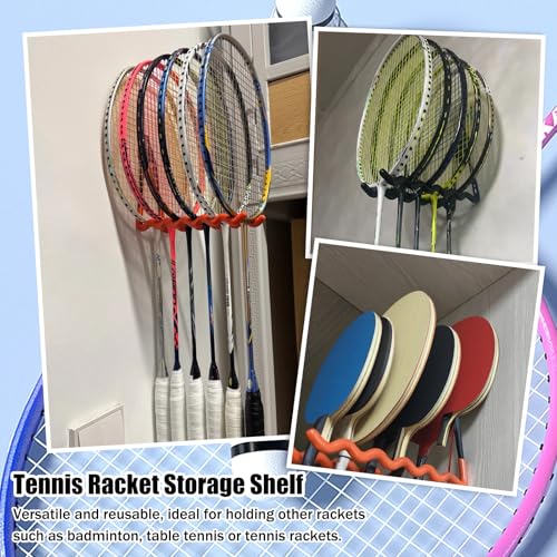 2 Pack Tennis Racket Holder, Wall Mounted Tennis Racket Storage Rack, Badminton Racket Stand for Badminton Rackets Tennis Rackets Table Tennis Rackets with Hardware and Anti-Scratch Silicone Tube