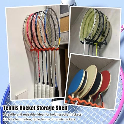 2 Pack Tennis Racket Holder, Wall Mounted Tennis Racket Storage Rack, Badminton Racket Stand for Badminton Rackets Tennis Rackets Table Tennis Rackets with Hardware and Anti-Scratch Silicone Tube