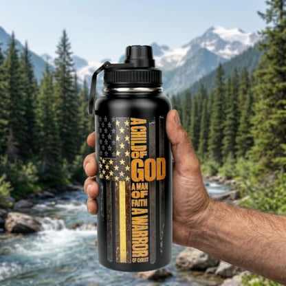 Christian Gifts for Men Insulated Stainless Steel Water Bottle 32 oz, Lion Faith Design Tumbler With Lid, Gift for Dad Husband Birthday Fathers Day, Mens Christian Gifts - color: Christian