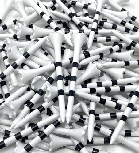 NorthPointe 3 ¼” Plastic Golf Tees – White with Black Stripes - 100 Golf Tees Plastic in Bulk