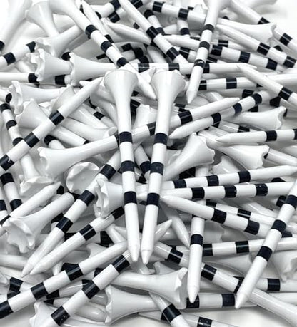 NorthPointe 3 ¼” Plastic Golf Tees – White with Black Stripes - 100 Golf Tees Plastic in Bulk