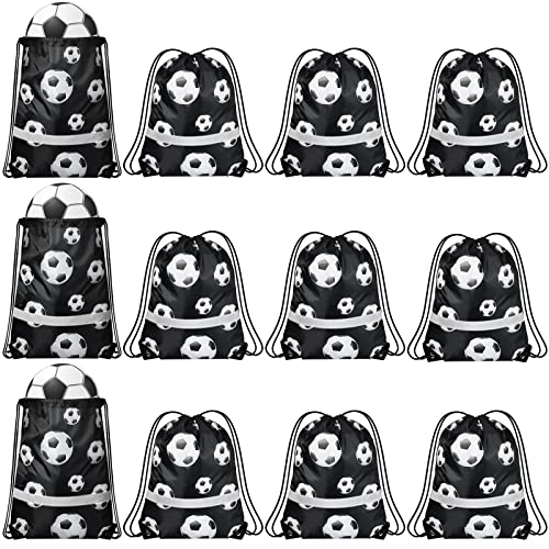 Saintrygo 12 Pcs String Bags Drawstring Back Sack with Reflective Stripe String Bags for Yoga Dance Swimming (Soccer) - style: Soccer