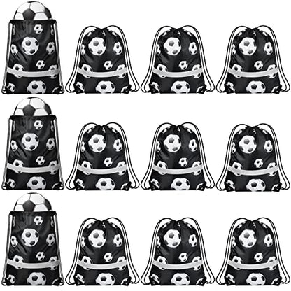 Saintrygo 12 Pcs String Bags Drawstring Back Sack with Reflective Stripe String Bags for Yoga Dance Swimming (Soccer) - style: Soccer