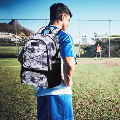 Goloni Soccer Backpack,Basketball Backpack with Ball Compartment & Shoe Compartment,Backpack for Basketball,Soccer - color: Grey White Tie Dye