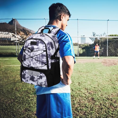 Goloni Soccer Backpack,Basketball Backpack with Ball Compartment & Shoe Compartment,Backpack for Basketball,Soccer - color: Grey White Tie Dye