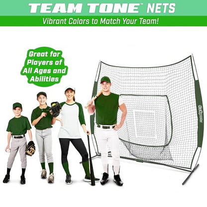 GoSports 7 x 7 ft Baseball & Softball Nets - Available in Team Colors - Batting & Pitching Net with Strike Zone - color: Green
