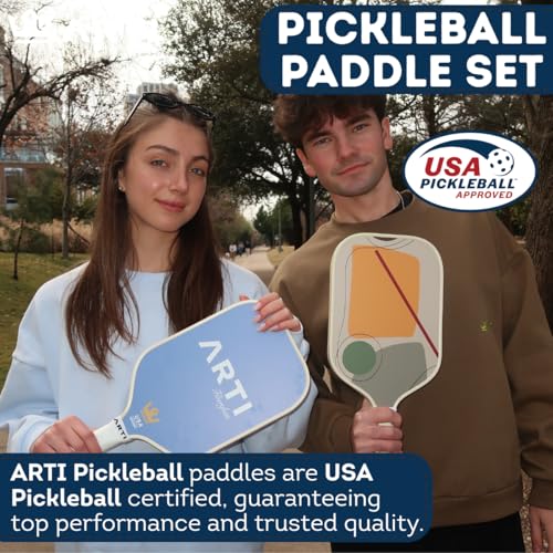 ARTI Pickleball Paddles Set of 2-USAPA Approved Fiberglass Surface Pickleball Set,2 Pickleball Rackets, 4 Balls and 1 Portable Carry Bag - color: Horizon Duo