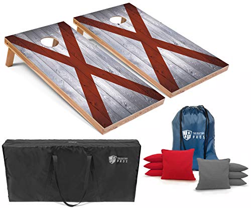 Tailgating Pros Regulation Flag Cornhole Board Sets Includes 8 Bean Bags and Carrying Totes 4'x2' Flag Toss Game Several Corn Hole Board Designs to Choose from! - color: Alabama Flag