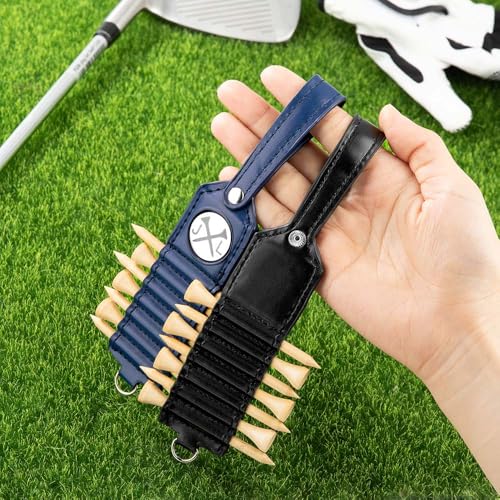ipetlive Personalized Golf Tee Holder, Leather Custom Monogram Name Golf Bag Accessory, 3 Colors Gifts for Men Women Dad Mother