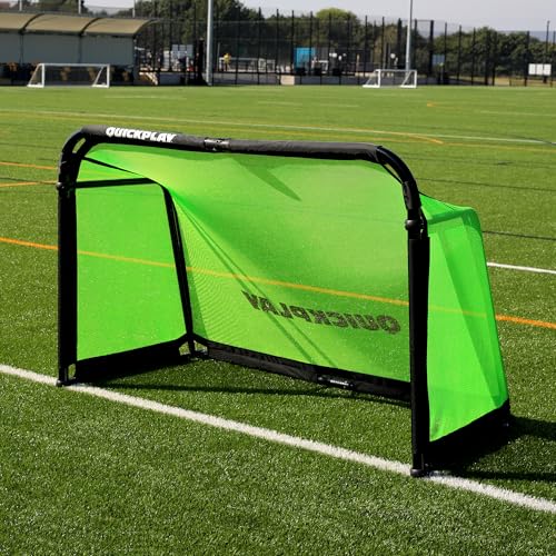 QuickPlay Pro Alu Training Soccer Goals - Portable Pop Up Soccer Goals with Aluminum Frame, Backyard Soccer Nets for Kids Soccer & Soccer Training Equipment with 10-Second Foldable Packdown