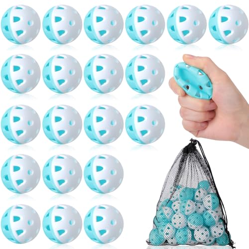 VioraWhite 48 Pack Mini Practice Baseballs 1. 65 Inch Small Baseball Training Lightweight Hollow with a Drawstring Bag for Hitting, Batting Training Use - color: Blue